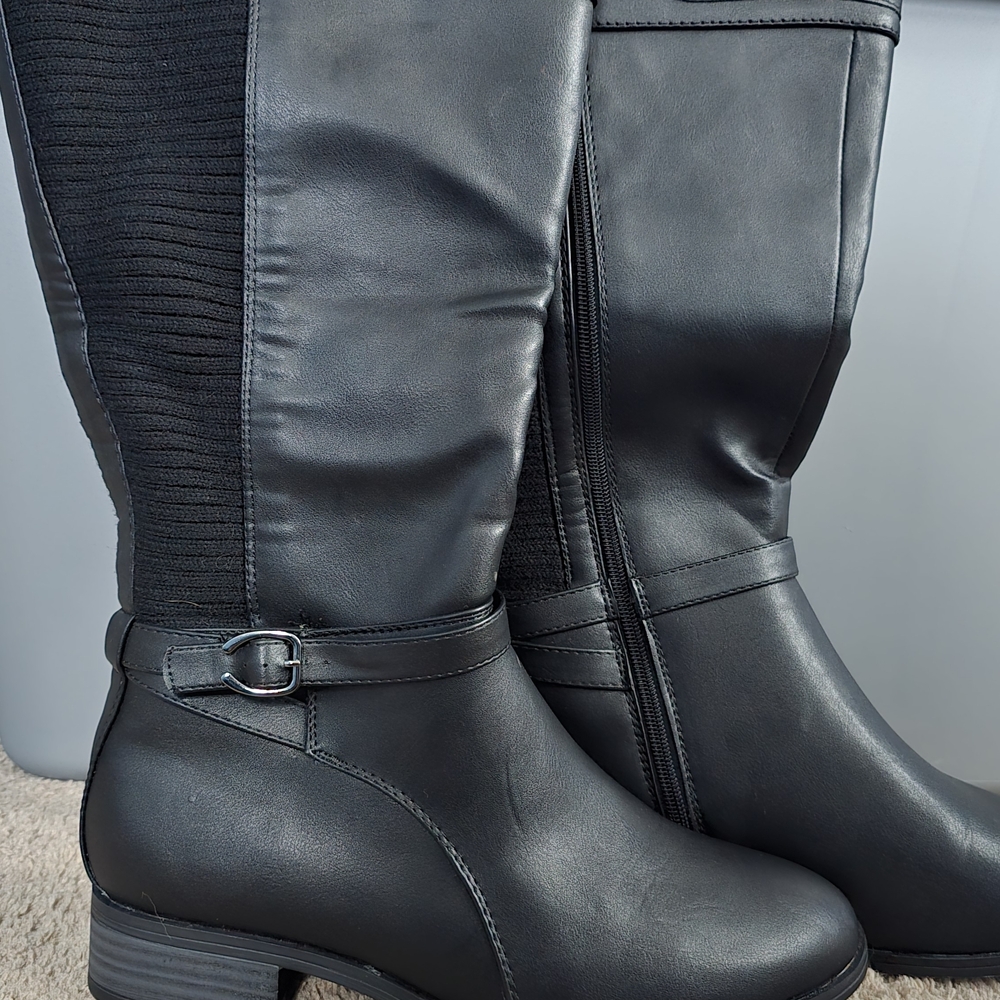 Cloudwalkers Avenue Wide Width Calf Women's Tall Linden Black Boots 9.5 Stretchy - Picture 3 of 8